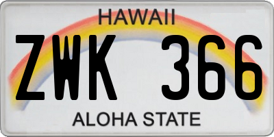 HI license plate ZWK366