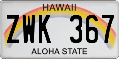 HI license plate ZWK367