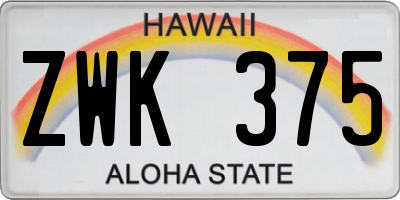 HI license plate ZWK375