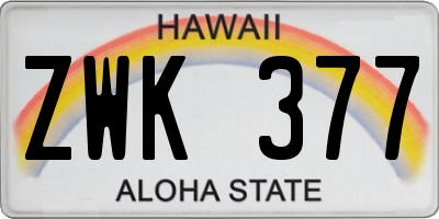 HI license plate ZWK377
