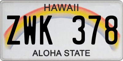 HI license plate ZWK378