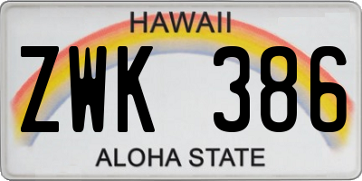HI license plate ZWK386