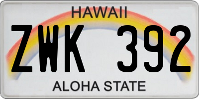 HI license plate ZWK392