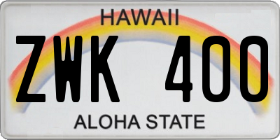 HI license plate ZWK400