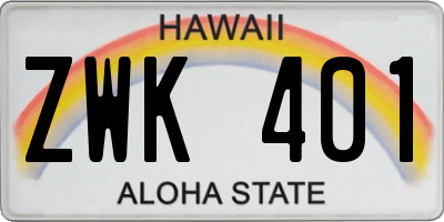 HI license plate ZWK401