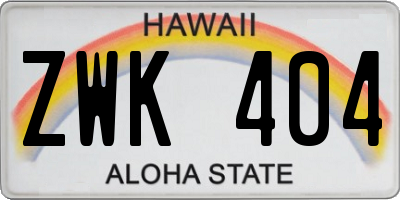 HI license plate ZWK404
