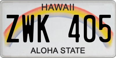 HI license plate ZWK405