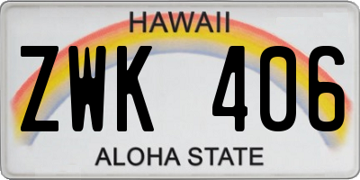 HI license plate ZWK406