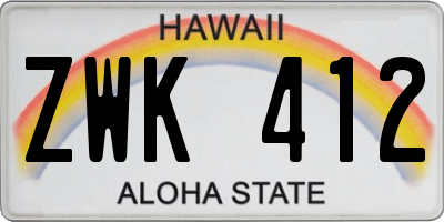 HI license plate ZWK412