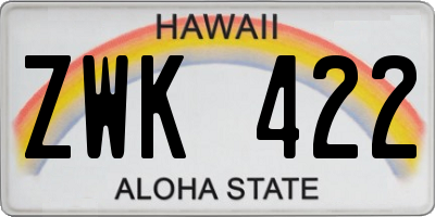 HI license plate ZWK422