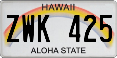 HI license plate ZWK425