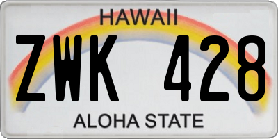 HI license plate ZWK428