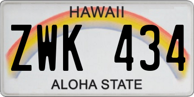HI license plate ZWK434
