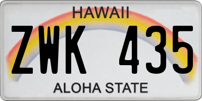 HI license plate ZWK435