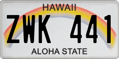 HI license plate ZWK441