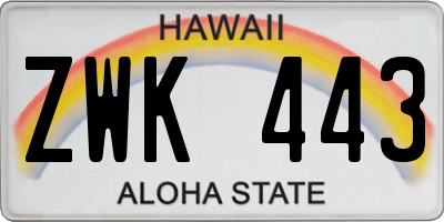HI license plate ZWK443