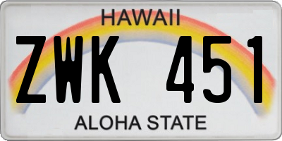 HI license plate ZWK451