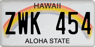 HI license plate ZWK454