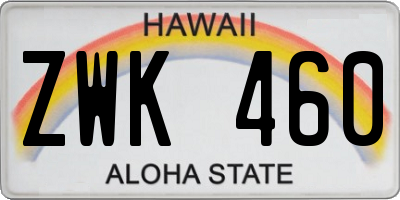 HI license plate ZWK460