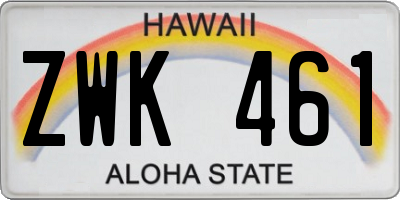 HI license plate ZWK461