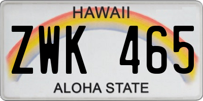 HI license plate ZWK465
