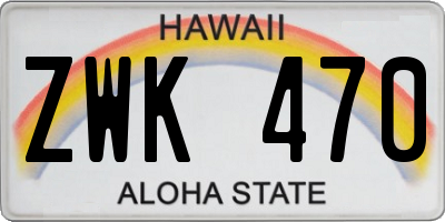 HI license plate ZWK470