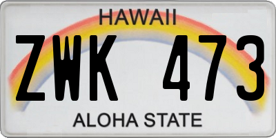 HI license plate ZWK473