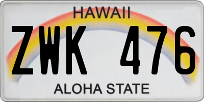 HI license plate ZWK476
