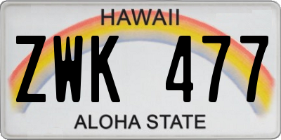 HI license plate ZWK477