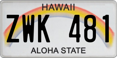 HI license plate ZWK481