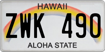 HI license plate ZWK490