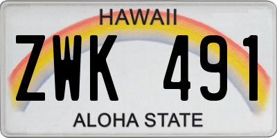 HI license plate ZWK491