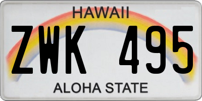 HI license plate ZWK495