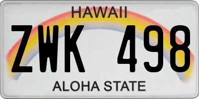 HI license plate ZWK498