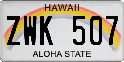 HI license plate ZWK507