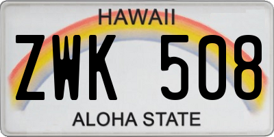 HI license plate ZWK508