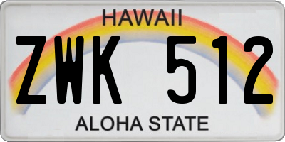 HI license plate ZWK512