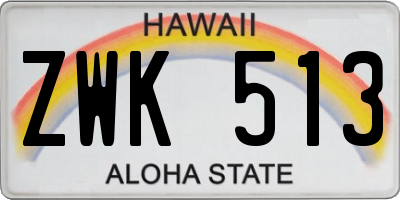 HI license plate ZWK513