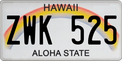 HI license plate ZWK525