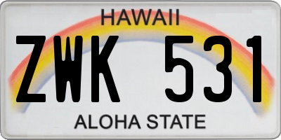 HI license plate ZWK531