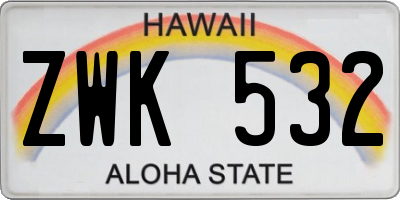 HI license plate ZWK532