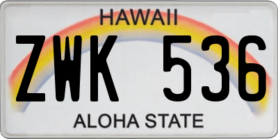 HI license plate ZWK536