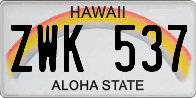 HI license plate ZWK537