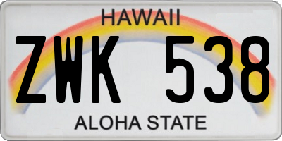 HI license plate ZWK538
