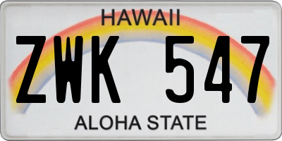 HI license plate ZWK547