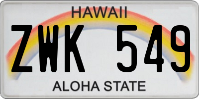 HI license plate ZWK549