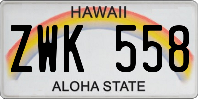 HI license plate ZWK558