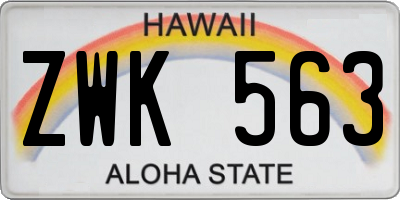 HI license plate ZWK563