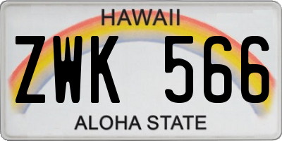 HI license plate ZWK566