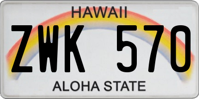 HI license plate ZWK570